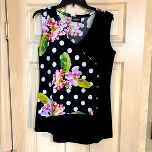 Andree Black Floral Polka Dot Women's Top